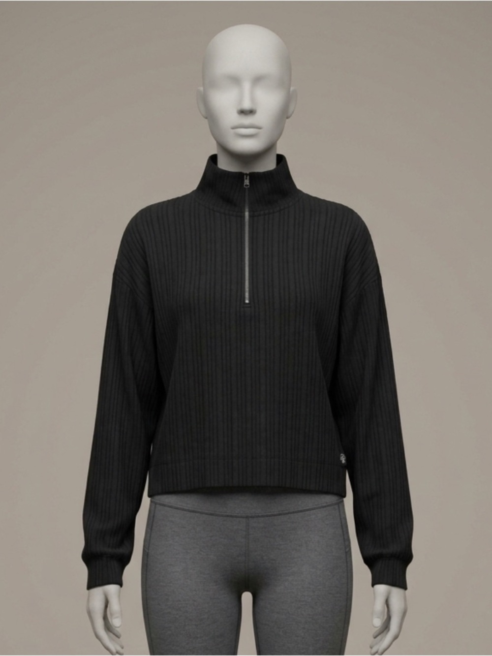 Pro Player Black Ribbed Half-Zip Sweater - Women